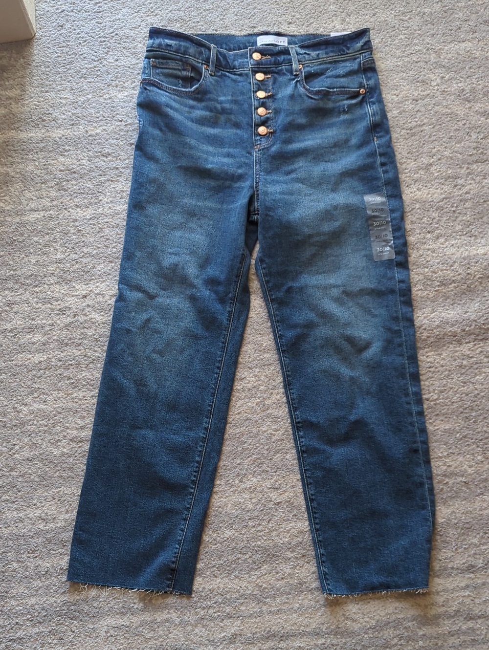 LOFT Blue Denim High-Rise Straight Jeans- Size 10